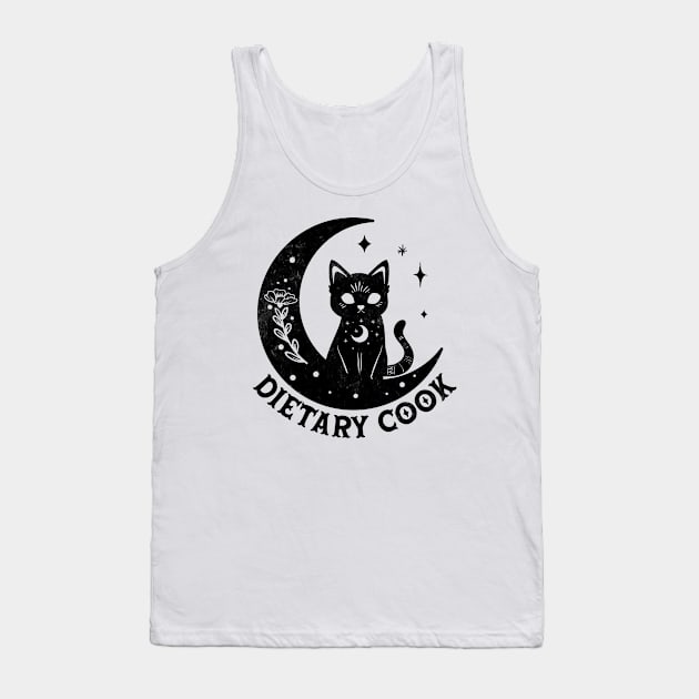 Dietary Cook - Magical Cat On Moon Design Tank Top by best-vibes-only